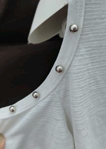 White Cold Shoulder Studded Top