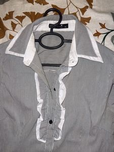 Ruffle Office Wear Fitted Shirt