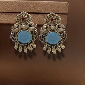 Turquoise Peacock Drop Earrings