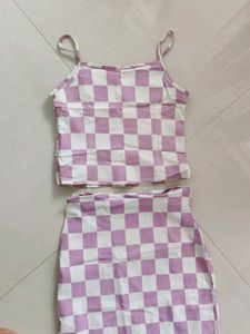 Checkered Cami & Skirt Set
