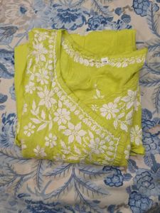 Lime Green chikankari Embroidered Kurta