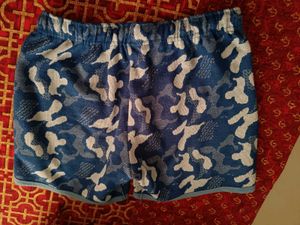 Army Print Blue &amp; White Cotton Shorts