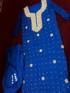 Stone Work Blue Kurta Set