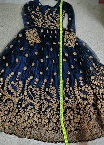 Navy Blue Gown With Duppatta