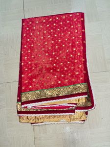 FOR DIWALI New Red Silk Saree