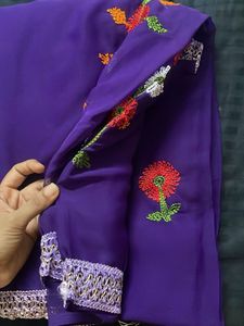 Elegant Purple Embroidered Saree