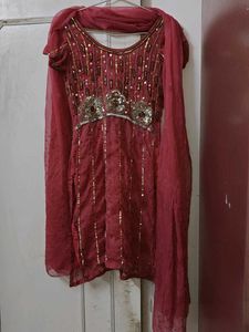 Beautiful Party Wear Kurta With Dupptta Heavy Work