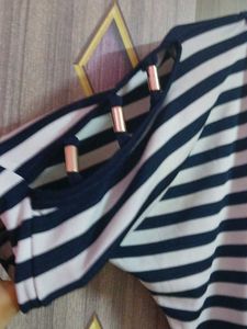 Striped Cut-out Sleeve Top