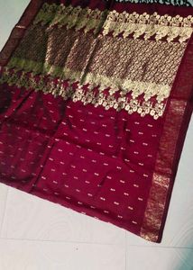 Maroon Colour Pure Kanchipattu Saree
