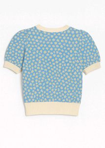 Blue Daisy puff sleeve knit top (new never worn)✨✨