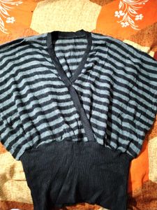 Striped Wrap Sweater