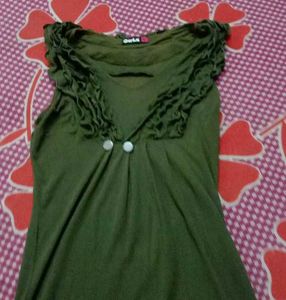 Olive Green Ruffle Top
