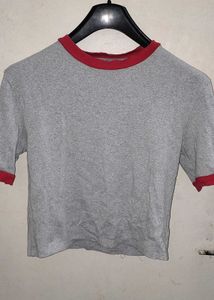 Gray Ringer Tee - Red Trim