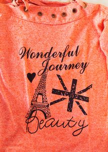 Graphic Bell Sleeve Top - Coral Color
