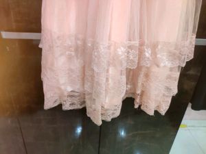 Preety Peach And White Coloured Gown With Preety Layers