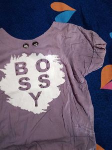 Bossy Graphic Tee Crop Top
