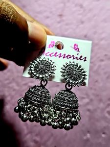 Jhumka Earrings humka Earring Silver Oxidised