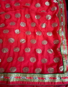Tomato Red Pure shiffon Saree