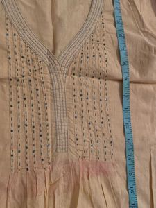 Yellow Embroidered Yoke Tunic Dress/Kurta