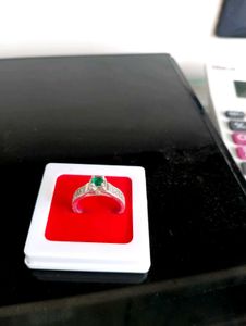 Green Diamond Ring Pure Silver