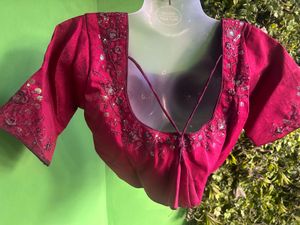 Not Used Elegant Maroon Embroidered Blouse