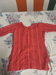 Red Embroidered Kurta