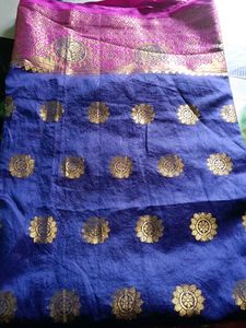 Blue & Pink Banarasi Silk Saree