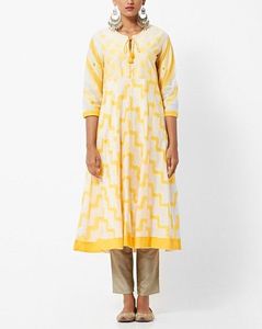 Rangiriti Printed Anarkali Kurta With Embroidered