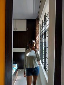 turtle neck blue top