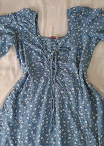 Blue Floral Print Mini Dress