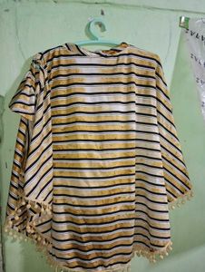 Striped Pom-Pom Trim Top