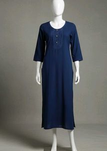 Navy Blue Embroidered Kurta