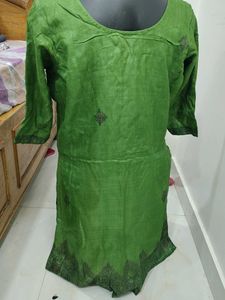 Green Madhubani Silk Kurta