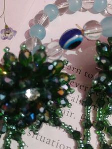 Emerald Beaded Flower Earrings