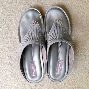 Tanya's Grey Embellished Sandals