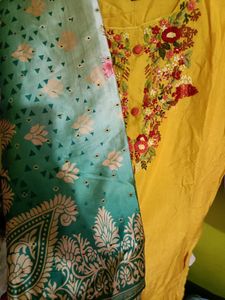 Yellow Embroidered Kurta with dupatta