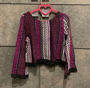 H&M low back cropped top with lace trimmings