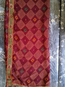 Purple Bandhani Print Saree