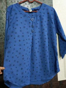 Blue Floral Button-Down Top