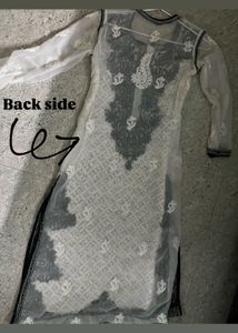 Black &amp; White Embroidered Chikankari Kurti