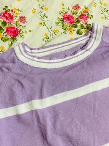 💜Lilac Striped Top With Side Knot💜