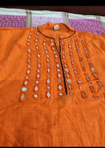 Orange Embroidered Kurta