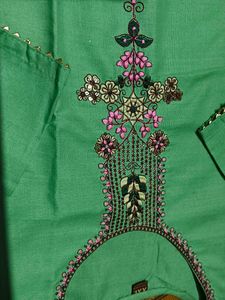 Green Embroidered Kurta Set