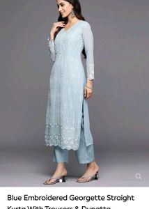Elegant Blue Embroidered Kurta set