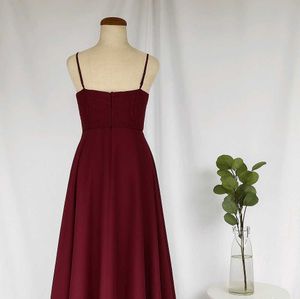 Burgundy Lace-Trim Maxi Dress