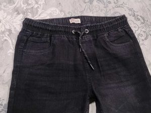Black Denim Joggers