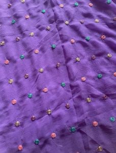 Purple Embroidered Saree With Blouse