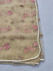 Cream And Peach Saree