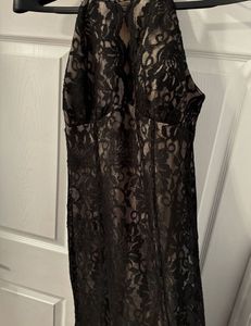 Elegant Black Lace Halter Gown