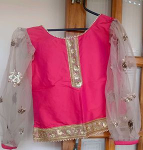 Pink Embellished Readymade Blouse/top